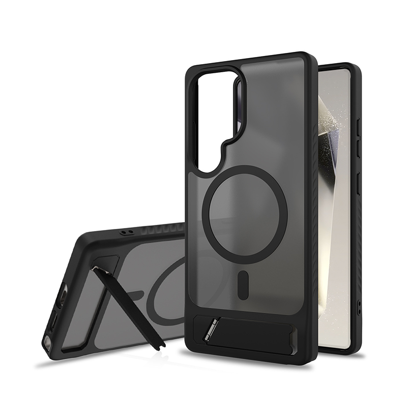 Matte Magnetic Armor Kickstand Case For Samsung S25 Ultra/Edge/Plus