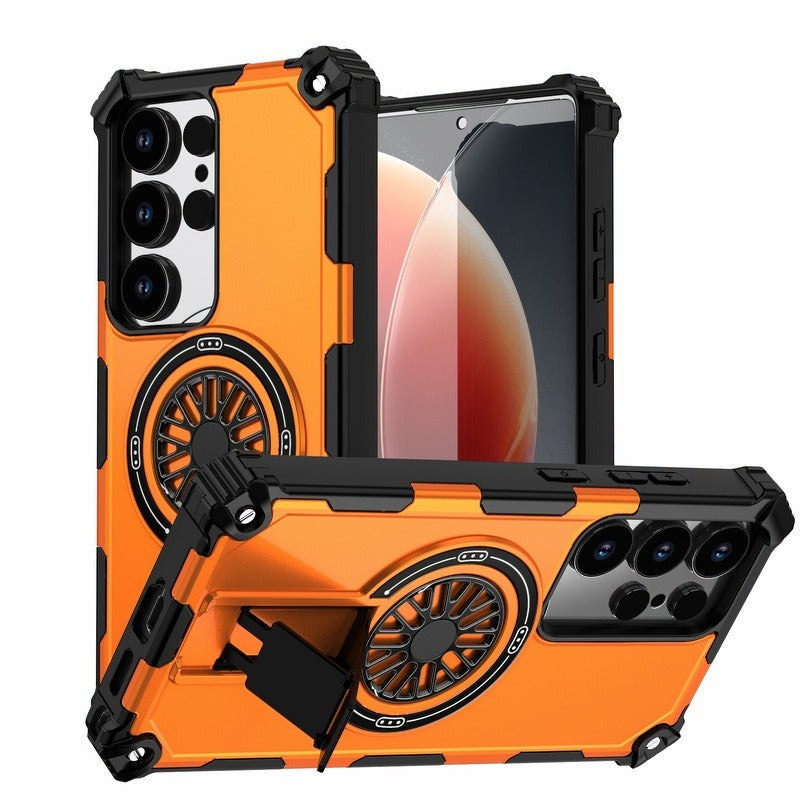 Invisible Fold Stand Magnetic Armor Case For Samsung S25 Edge