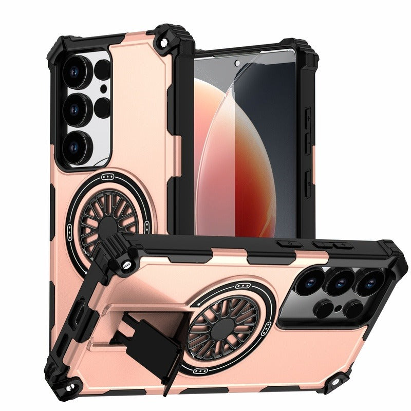 Invisible Fold Stand Magnetic Armor Case For Samsung S25 Edge