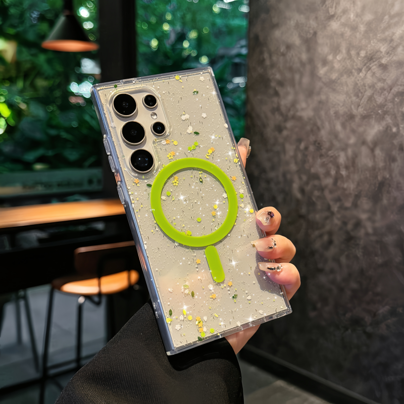 Clear Glitter MagSafe-Compatible Samsung Case