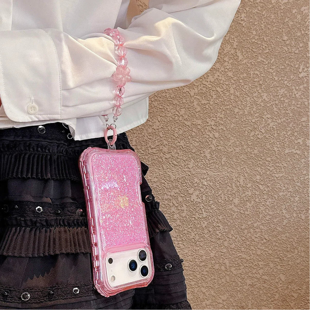 Bling Glitter iPhone Case with Crystal Wrist Strap – Shockproof Full Protection