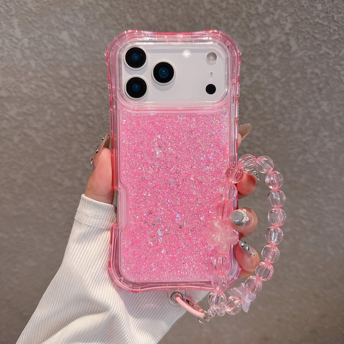 Bling Glitter iPhone Case with Crystal Wrist Strap – Shockproof Full Protection
