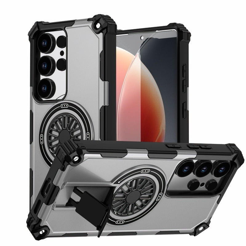 Invisible Fold Stand Magnetic Armor Case For Samsung S25 Edge